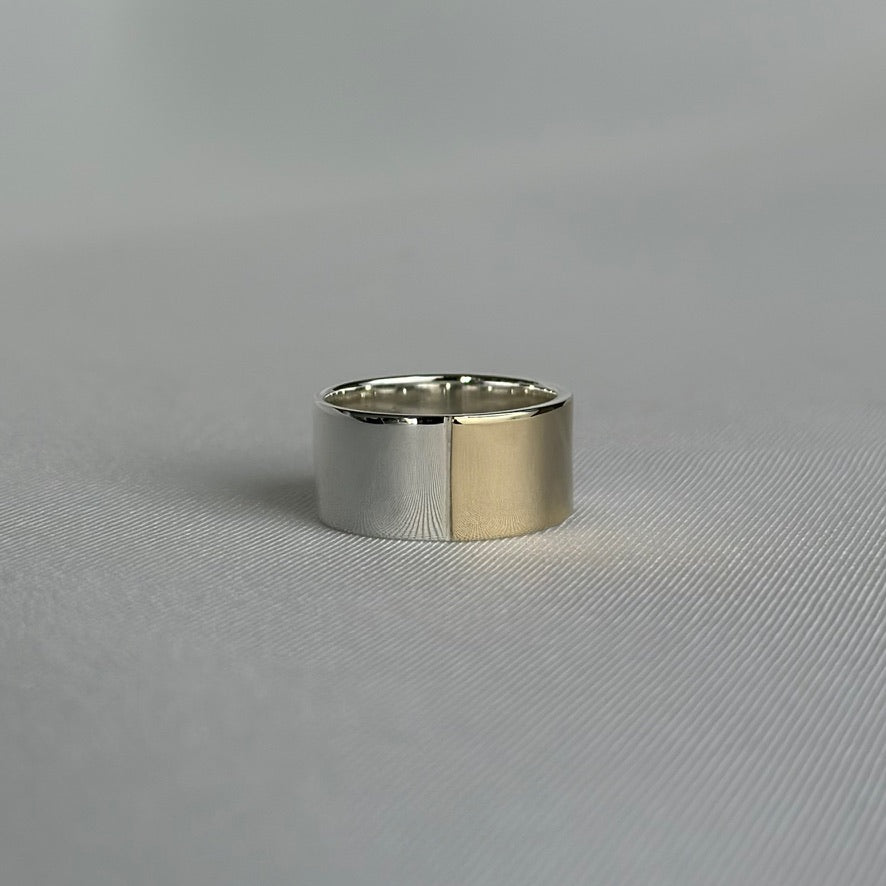 Half Silver Half Gold Chunky Ring