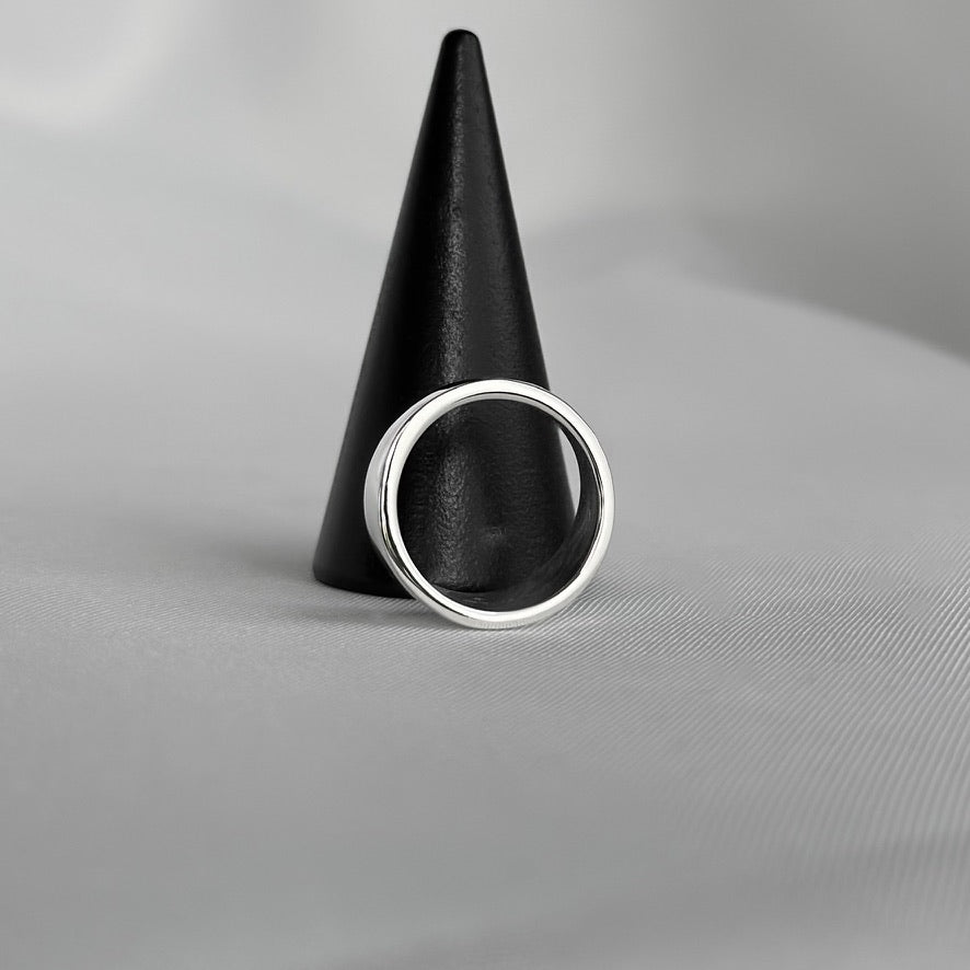 Flat Tapered Single Stone Ring